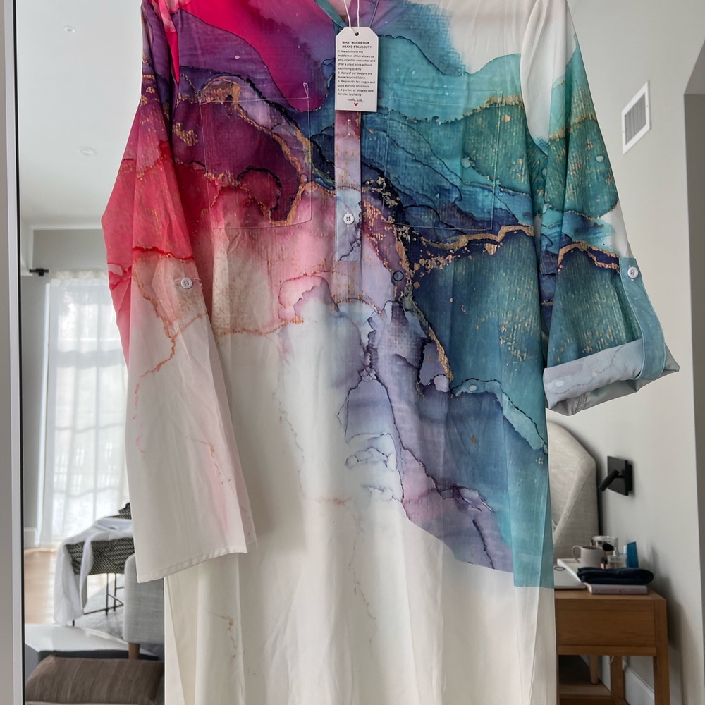 NWT - Marbled long sleeve tunic. Size M - Picture 5 of 13